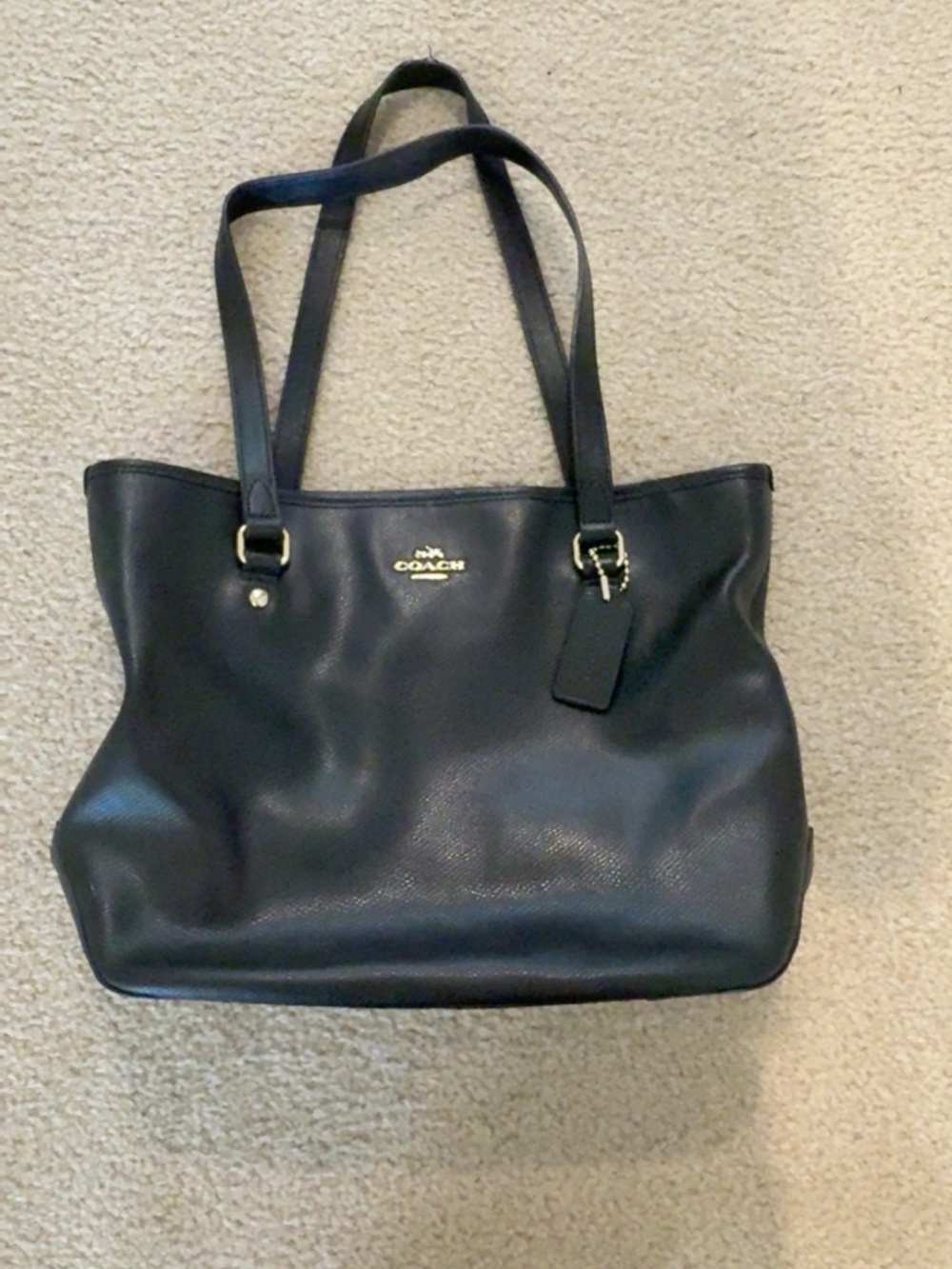 Coach Ava Black Crossgrain Leather Tote Bag Style # F57526